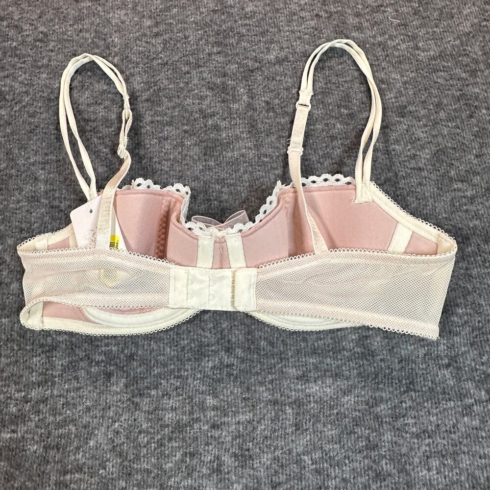 b tempt'd Bra Womens 32B Off White Nude Lace UnderWire Adjustable Lingerie Bow - Picture 3 of 6